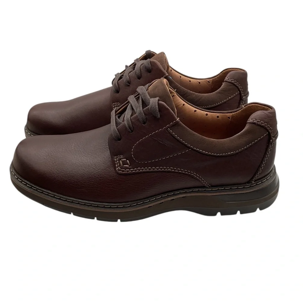 NWT CLARKS UN BRILEY LACE - MAHOGANY Men's Brown Leather‎ Shoes size 7.5